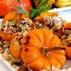 Mini-Stuffed Pumpkins with Sausage-Rice-Fruit Medley