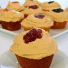 Peanut Butter Cupcakes with Peanut Butter Frosting and Jelly