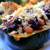 Acorn Squash Stuffed with Chard & White Beans Drizzled with Agave Nectar