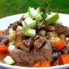 Pork & Mushroom Stew Served Over Apple-Potato Mash